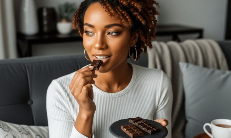 Woman Eating a chocolate